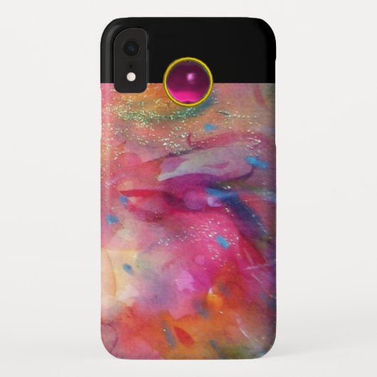 明るい赤紫色ブルー抽象芸術ピンクアメジスト宝石 Case-Mate iPhoneケース (裏面)