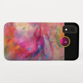 明るい赤紫色ブルー抽象芸術ピンクアメジスト宝石 Case-Mate iPhoneケース (裏面(横))