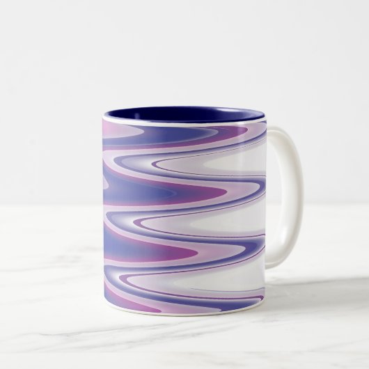 明るい赤紫色ブルー ツートーンマグカップ (正面右)