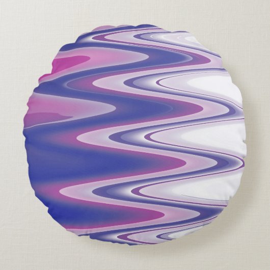 明るい赤紫色ブルー ラウンドクッション (正面)
