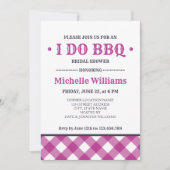 明るい赤紫色プレイド | BBQ素朴ブライダルシャワー 招待状 (正面)