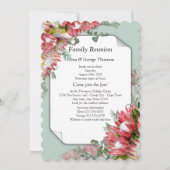 明るい赤紫色プロテアフラワーブークス懇親会 招待状 (正面)