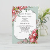 明るい赤紫色プロテアフラワーブークス懇親会 招待状 (スタンド正面)