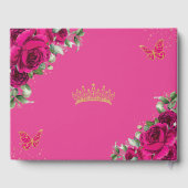 明るい赤紫色ホットピンクバラフローラキンセアニェラ写真 ゲストブック (裏面)