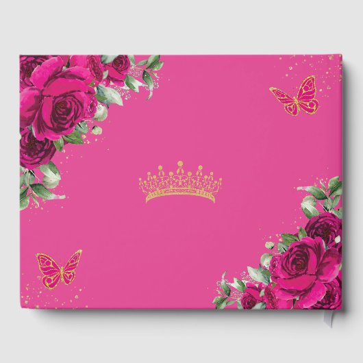 明るい赤紫色ホットピンクバラフローラキンセアニェラ写真 ゲストブック (裏面)