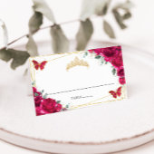 明るい赤紫色ホットピンクフローラキンセアニラ16誕生日 プレイスカード