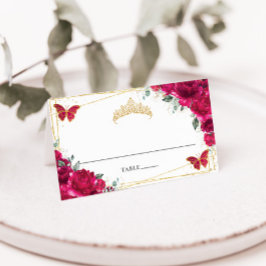 明るい赤紫色ホットピンクフローラキンセアニラ16誕生日 プレイスカード