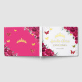 明るい赤紫色ホットピンクフローラ蝶キンチェニェラ ゲストブック (全面)