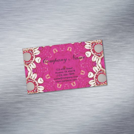 明るい赤紫色ボヘミアチャクラマッサージセラピストヨガ マグネット名刺 (インサイチュ)