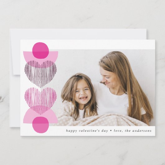 明るい赤紫色ボホハート写真バレンタインデー シーズンカード (正面)