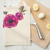 明るい赤紫色ポピーフローラリースハッピーマザーズデイ キッチンタオル (四つ折り)