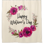 明るい赤紫色ポピーフローラリースハッピーマザーズデイ シャワーカーテン (正面)