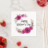 明るい赤紫色ポピーフローラリースハッピーマザーズデイ スタンダードカクテルナプキン (インサイチュ)