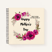 明るい赤紫色ポピーフローラリースハッピーマザーズデイ ノートブック (正面)