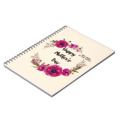 明るい赤紫色ポピーフローラリースハッピーマザーズデイ ノートブック (左側)