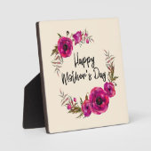 明るい赤紫色ポピーフローラリースハッピーマザーズデイ フォトプラーク (正面)