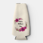 明るい赤紫色ポピーフローラリースハッピーマザーズデイ ボトルクーラー (正面)