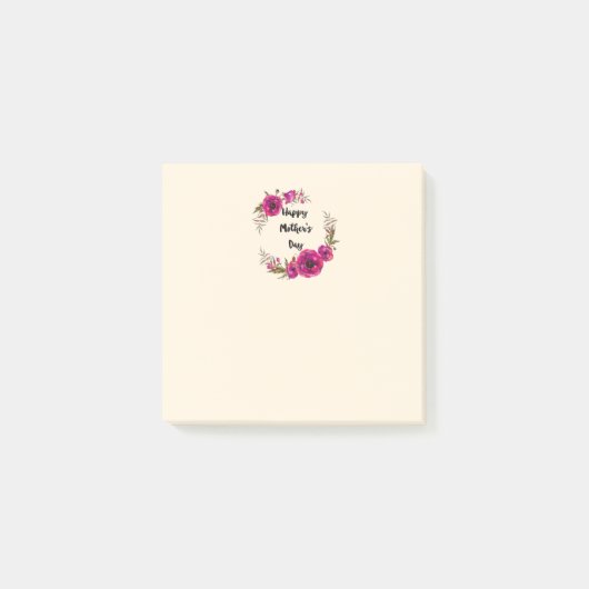 明るい赤紫色ポピーフローラリースハッピーマザーズデイ ポストイット (正面)