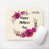 明るい赤紫色ポピーフローラリースハッピーマザーズデイ マウスパッド (マウス)