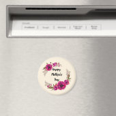 明るい赤紫色ポピーフローラリースハッピーマザーズデイ マグネット (インサイチュ (食洗機))