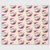 明るい赤紫色ポピーフローラリースハッピーマザーズデイ ラッピングペーパー (フラット)