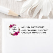 明るい赤紫色ポピーフローラリースハッピーマザーズデイ ラベル (インサイチュ)