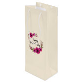 明るい赤紫色ポピーフローラリースハッピーマザーズデイ ワインギフトバッグ (裏面アングル)