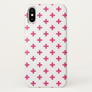 明るい赤紫色ポルカが白に交差 iPhone X ケース