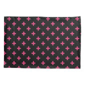 明るい赤紫色ポルカが黒に交差 枕カバー (裏面)