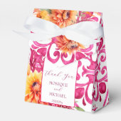 明るい赤紫色マジョリカタイルオレンジダリアテンプレート フェイバーボックス (正面サイド)