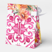 明るい赤紫色マジョリカタイルオレンジダリアテンプレート フェイバーボックス (裏面サイド)