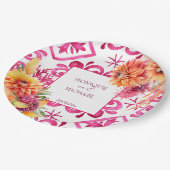 明るい赤紫色マジョリカタイルオレンジダリアテンプレート ペーパープレート (アングル)