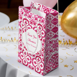 明るい赤紫色マジョリカマゼンタタイルパーソナライズされた スモールペーパーバッグ