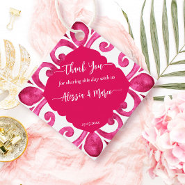 明るい赤紫色マジョリカマゼンタタイルパーソナライズされた フェイバータグ