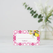 明るい赤紫色マジョリカマゼンタタイルブライダルシャワー プレイスカード (スタンド正面)