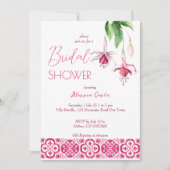 明るい赤紫色マジョリカマゼンタタイルブライダルシャワー 招待状 (正面)