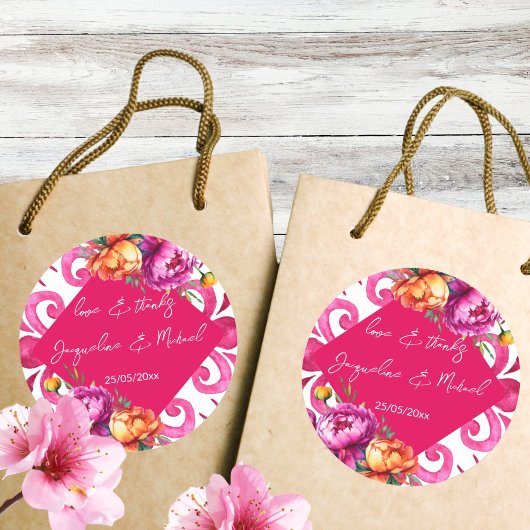 明るい赤紫色マジョリカ感謝していタイルオレンジ ラウンドシール