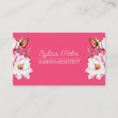 明るい赤紫色マゼンタヴィンテージマグノリアボタニカルネーム 名刺 (正面)