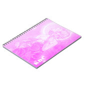 明るい赤紫色ミュシャ「ザ・ムーン」 ノートブック (左側)