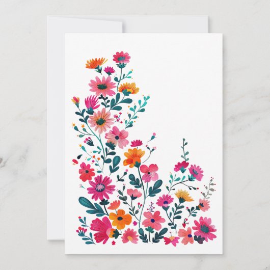 明るい赤紫色メキシカンフラワーズシンコデマヨフィエスタ 招待状 (裏面)