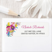 明るい赤紫色モダン金ゴールド水彩植物園 ラベル (インサイチュ)