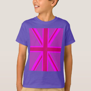 明るい赤紫色ユニオンジャック Tシャツ