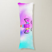 明るい赤紫色ユニコーン抱き枕 ボディピロー (正面縦)