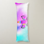 明るい赤紫色ユニコーン抱き枕 ボディピロー (裏面 (縦))