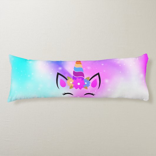 明るい赤紫色ユニコーン抱き枕 ボディピロー (正面)