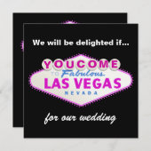 明るい赤紫色ラスベガスサインモダン結婚式招待状 招待状 (正面/裏面)