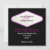 明るい赤紫色ラスベガスサインモダン結婚式招待状 招待状 (裏面)