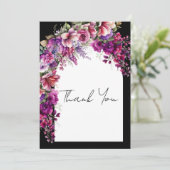明るい赤紫色ラベンダーフローラアーチブライダルシャワー サンキューカード (スタンド正面)