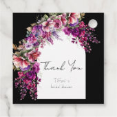 明るい赤紫色ラベンダーフローラアーチブライダルシャワー フェイバータグ (裏面)