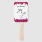 明るい赤紫色ランがホワイト結婚式 プログラム- ハンドファン (正面)